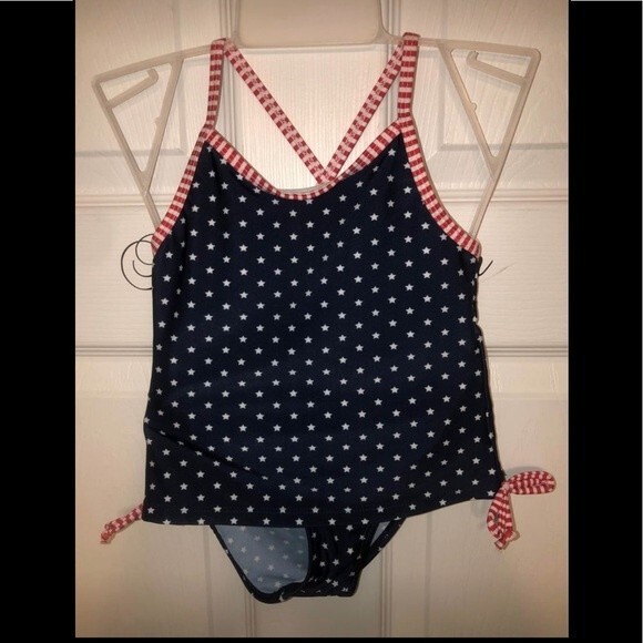 Real Love Sz 18M Baby Girl Red White Blue Tankini Swimsuit NEW - Picture 1 of 4